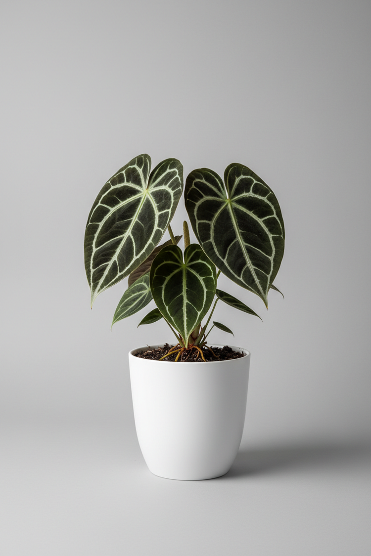Full Anthurium Plant Grey Background